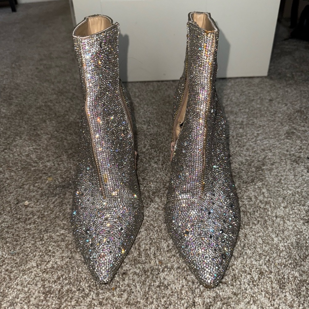 Sparkling Silver Ankle Boots